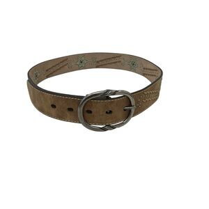 Women’s Floral Embroidered Leather Belt Western Size M 30-33